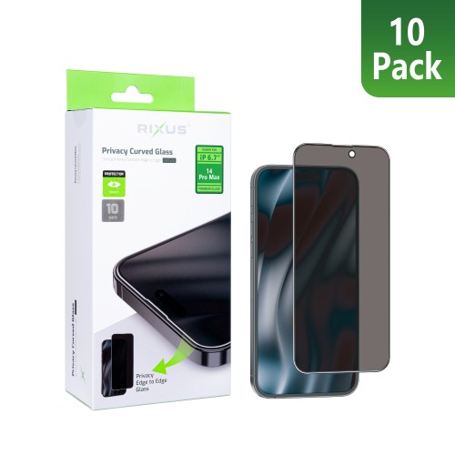 Rixus Privacy Full Curved Edge Tempered Glass For iPhone 14 Pro Max (10-Pack)