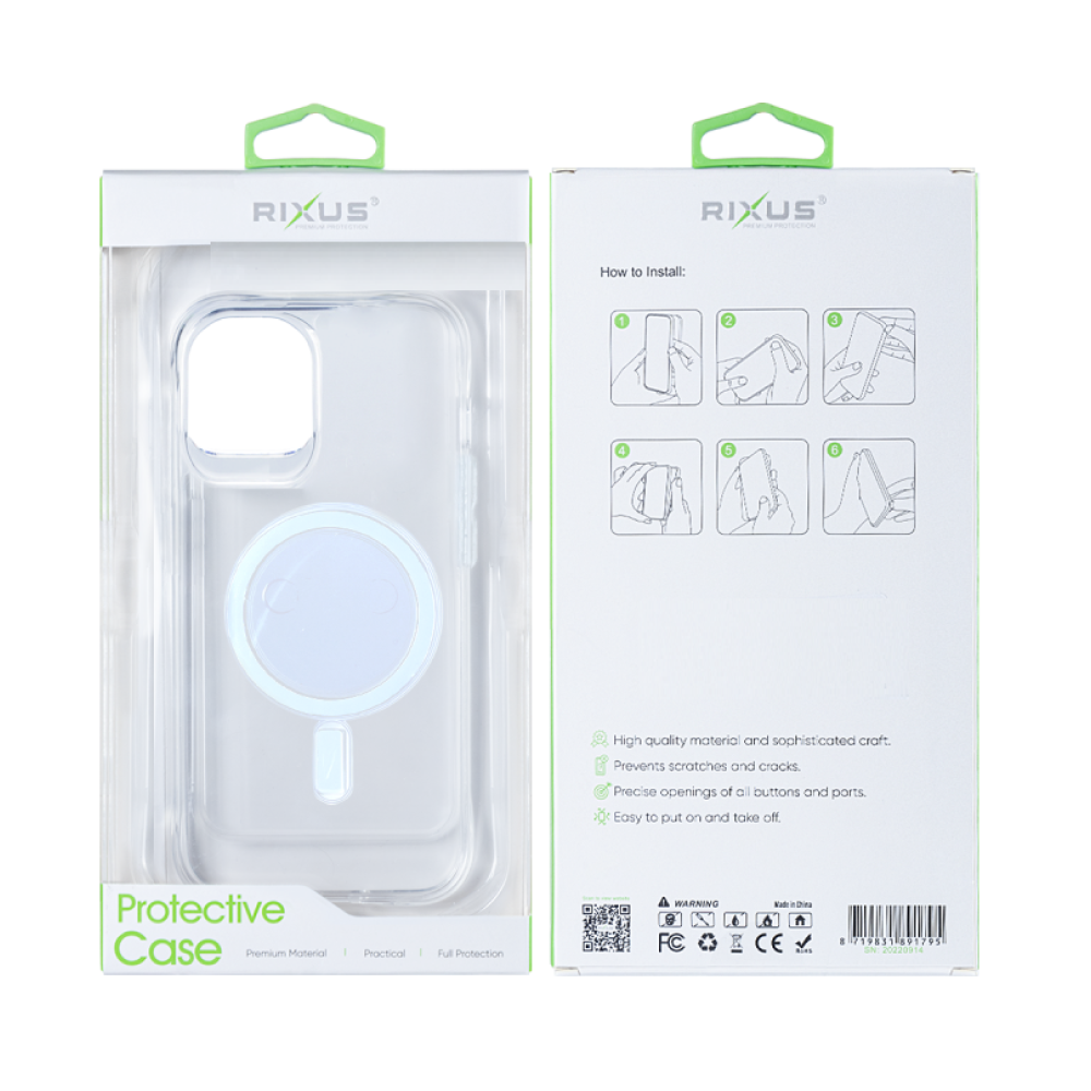 Rixus Magnetic Clear Case For iPhone 15 Plus