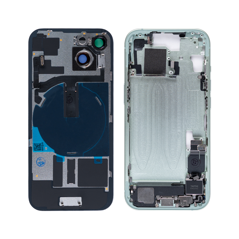 For iPhone 15 Complete Housing Incl All Small Parts Without Battery And Back Camera Green