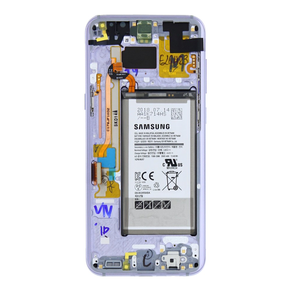 Samsung Galaxy S8 Plus (SM-G955F) Display Complete + Frame & Battery - Orchid Gray (VIOLET)
