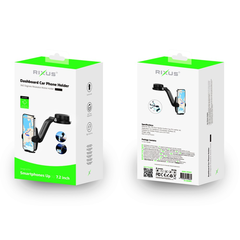Rixus RXHW17 Multi-functional Premium Mobile Phone Bracket Black