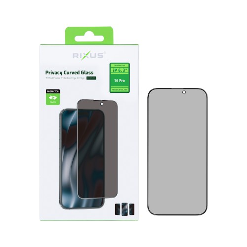 Rixus Privacy Full Curved Edge Tempered Glass For iPhone 16 Pro
