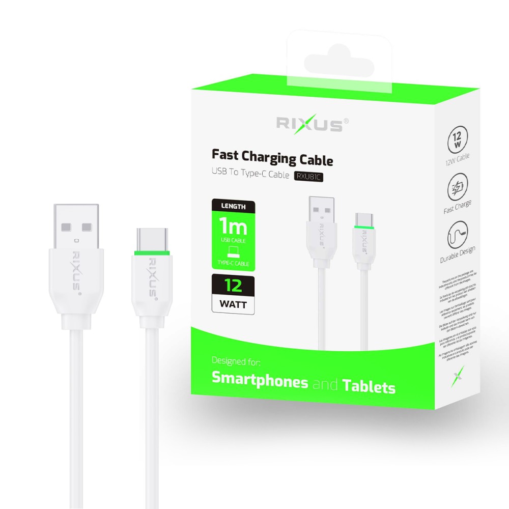 Rixus RXU81C USB Cable Fast Cable Serie For USB-C 100CM White
