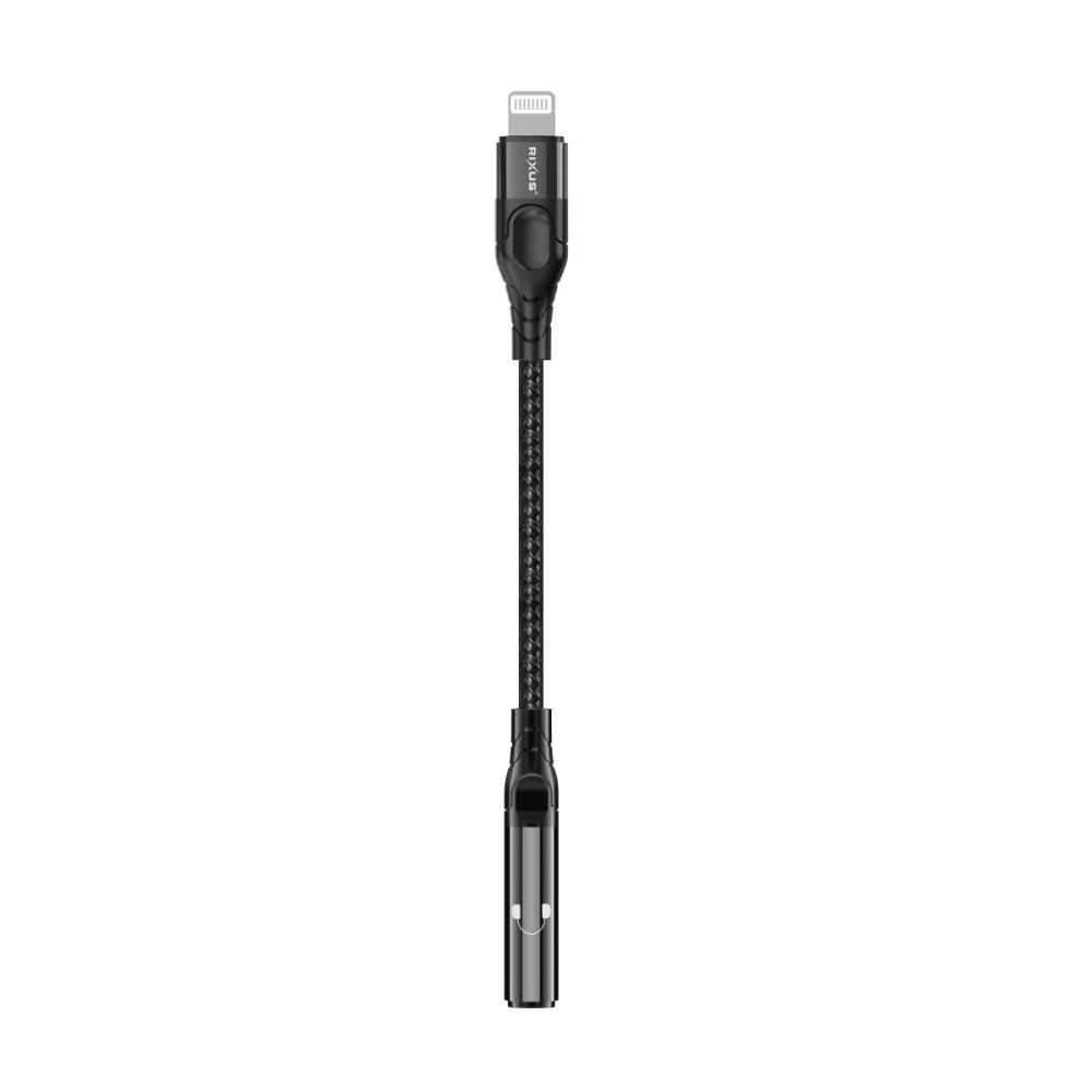 Rixus RXMU36L Lightning to 3.5mm Audio Adapter Female 10CM Black