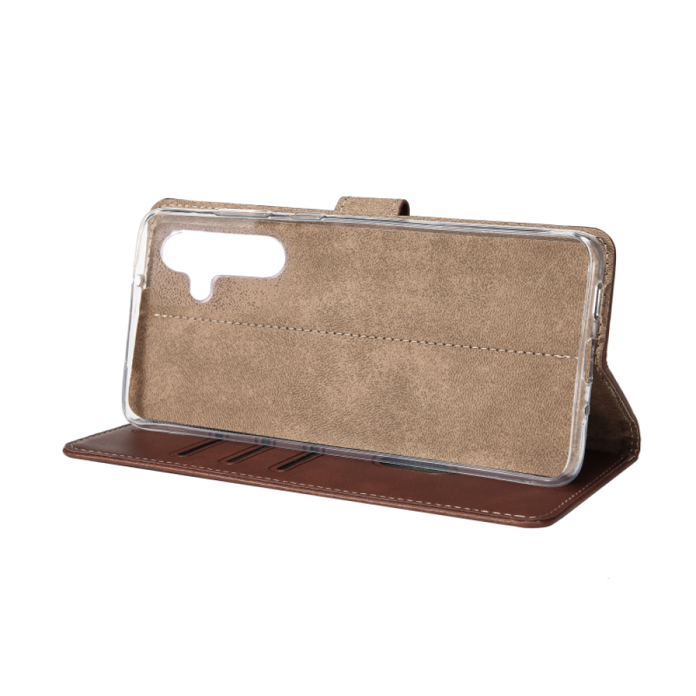 Rixus Bookcase For Samsung Galaxy A54 A546B Brown