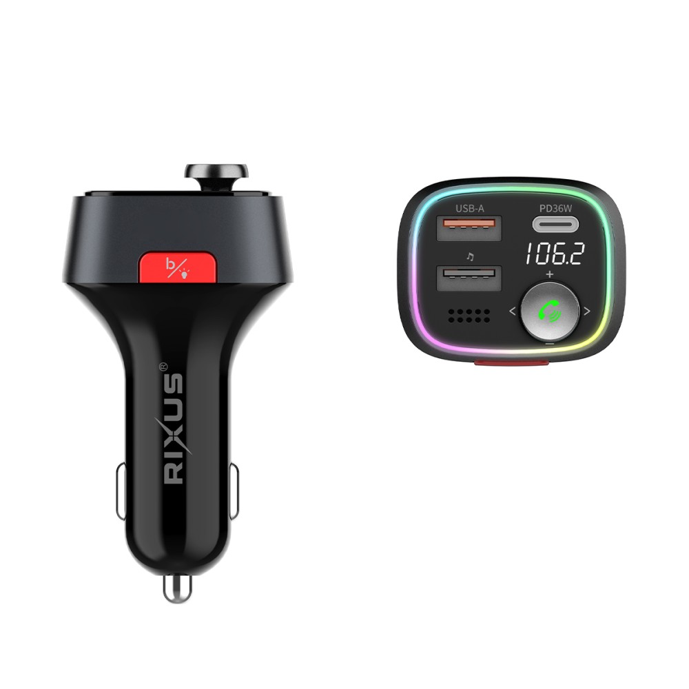 Rixus RXBT28 Car FM Bluetooth Transmitter Black