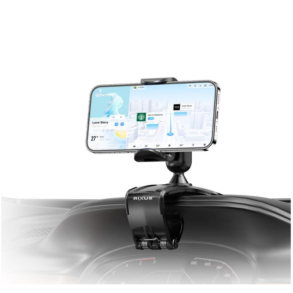 Rixus RXHW62 Dashboard Navigation Phone Bracket For Auto Vehicles Black