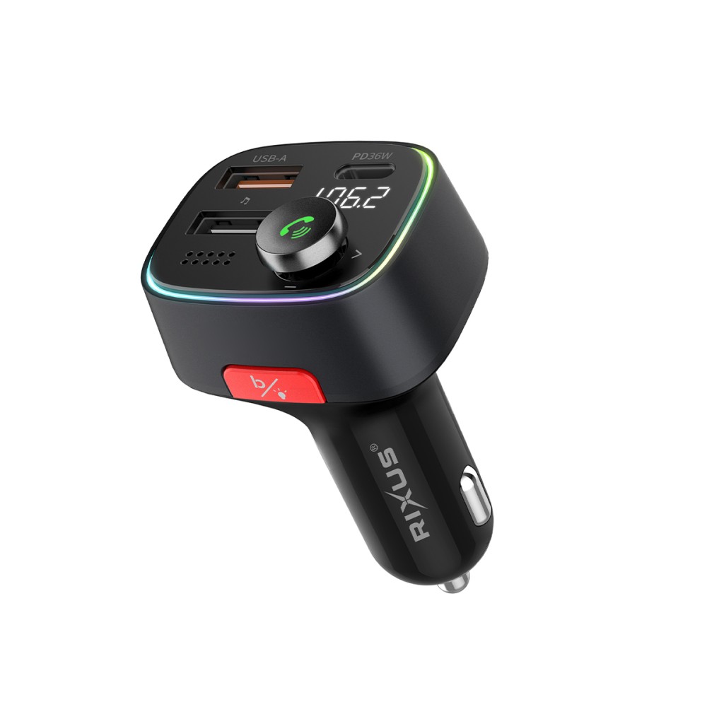 Rixus RXBT28 Car FM Bluetooth Transmitter Black