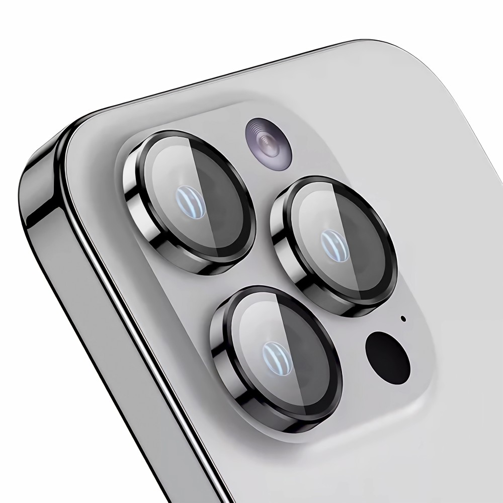 Rixus Metal Shield Camera Tempered Glass For iPhone 12, 12 Mini Black
