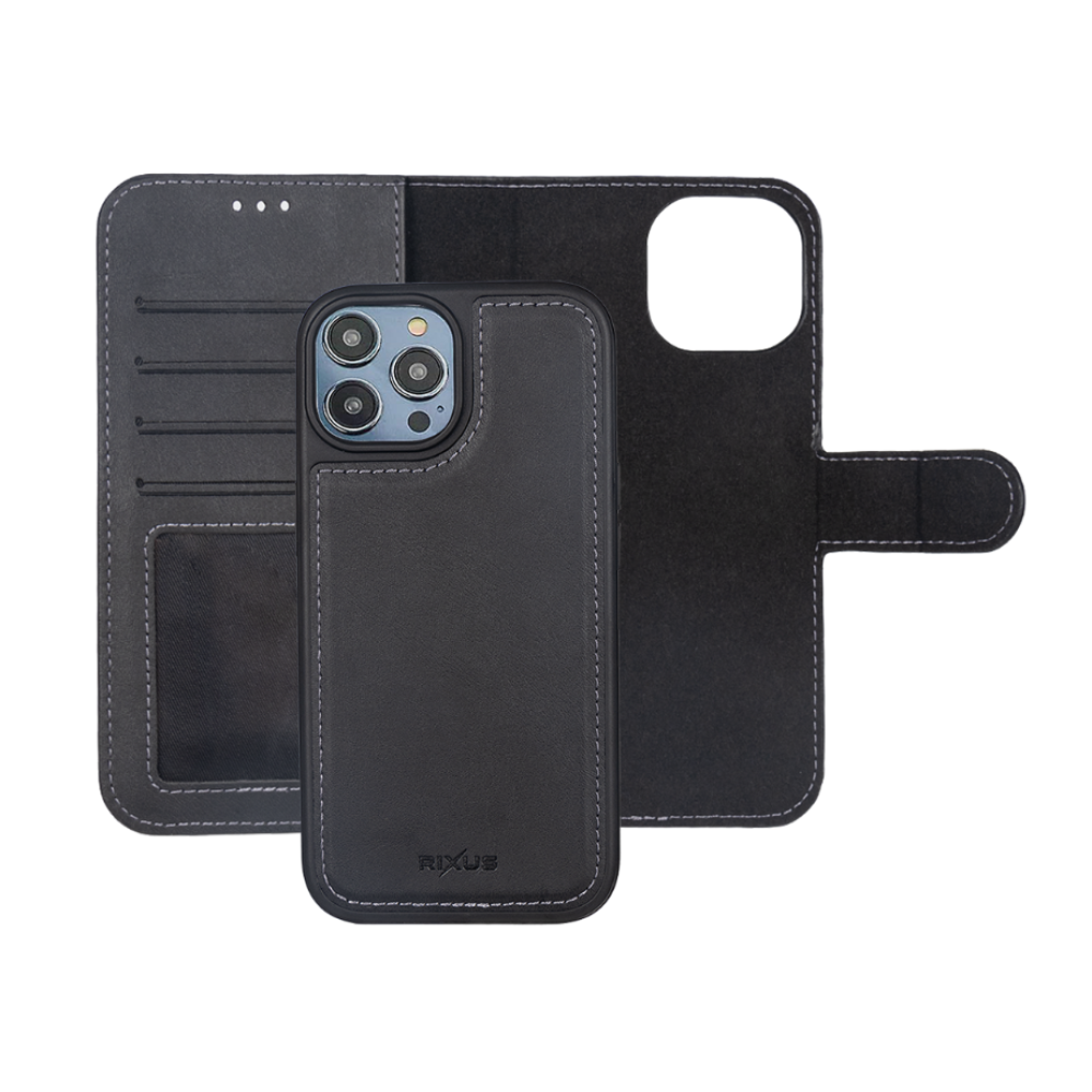 Rixus Duo Magnetic Detachable Wallet  For iPhone 15 Plus Black