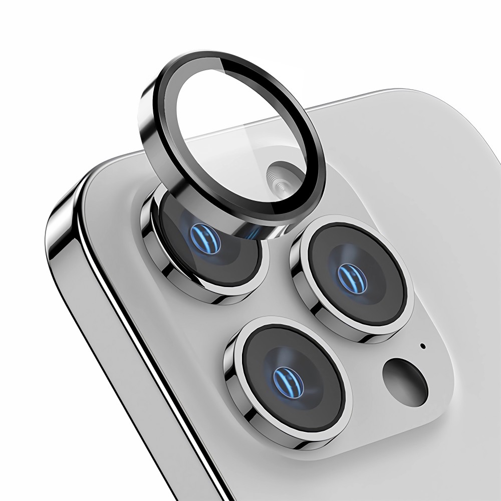 Rixus Metal Shield Camera Tempered Glass For iPhone 12, 12 Mini Black