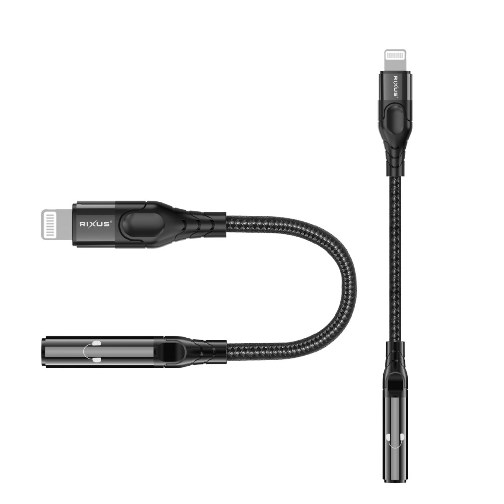 Rixus RXMU36L Lightning to 3.5mm Audio Adapter Female 10CM Black