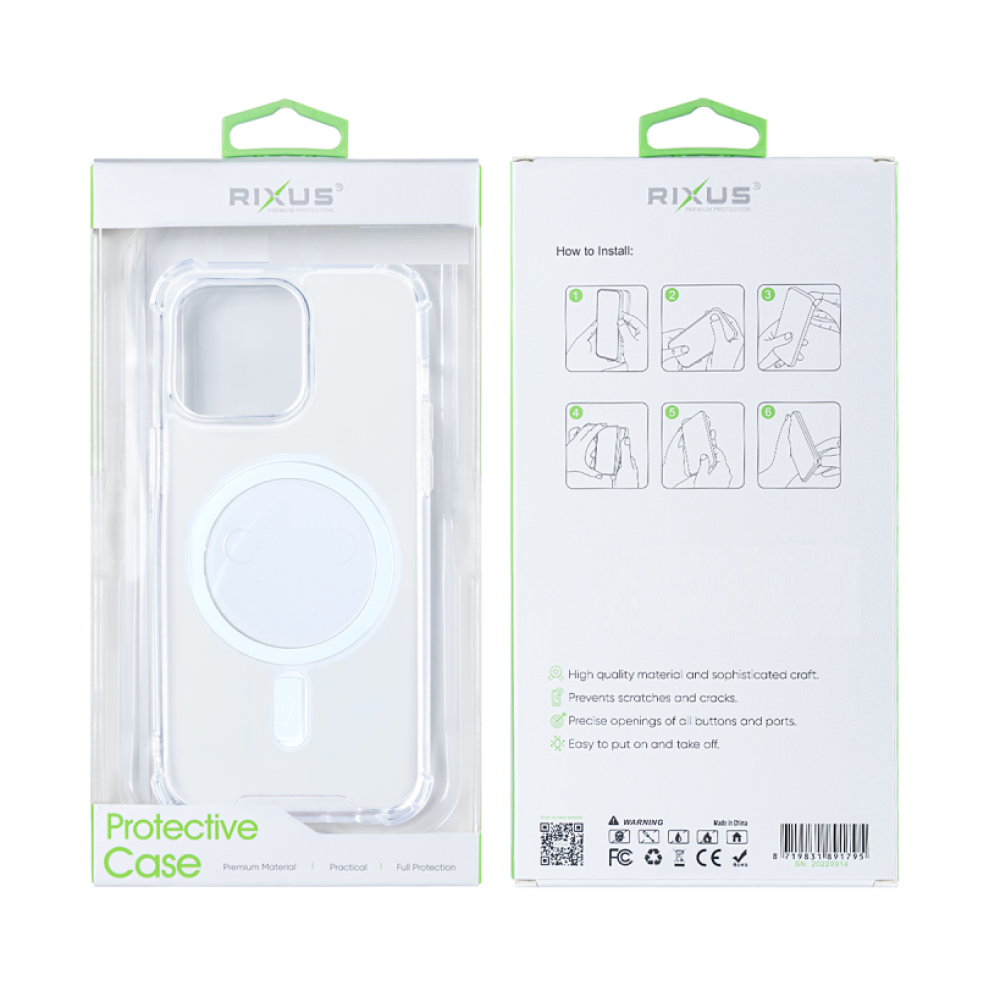 Rixus Magnetic Clear Case For iPhone 15 Pro Max