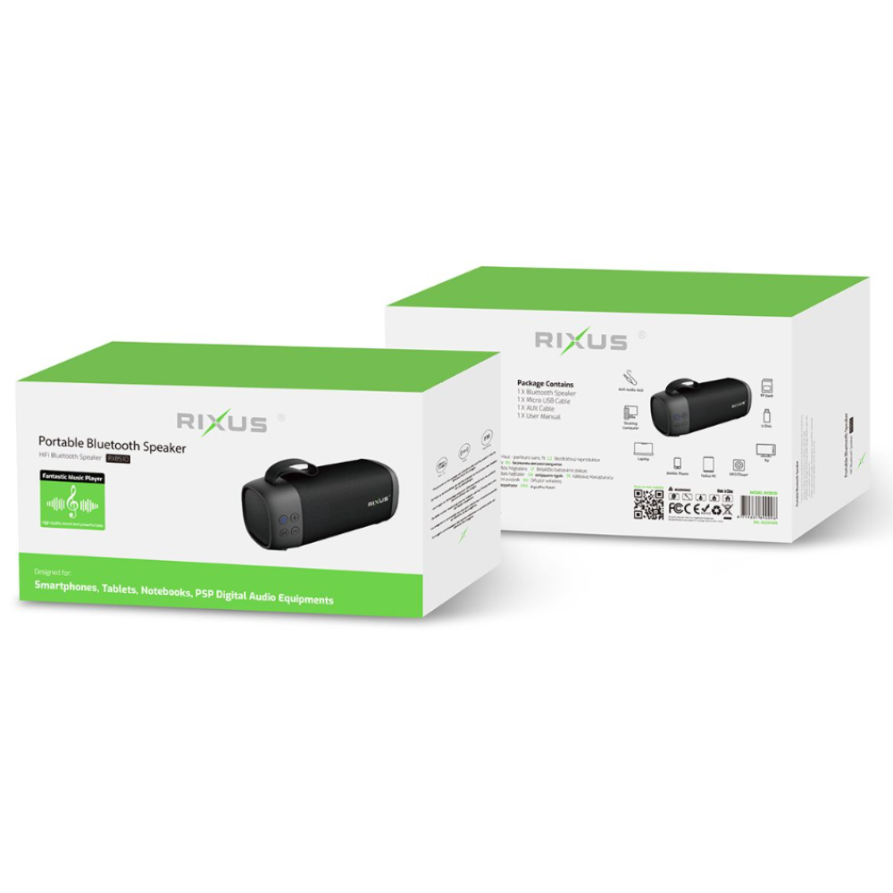 Rixus RXBS10 Portable Bluetooth Speaker Black