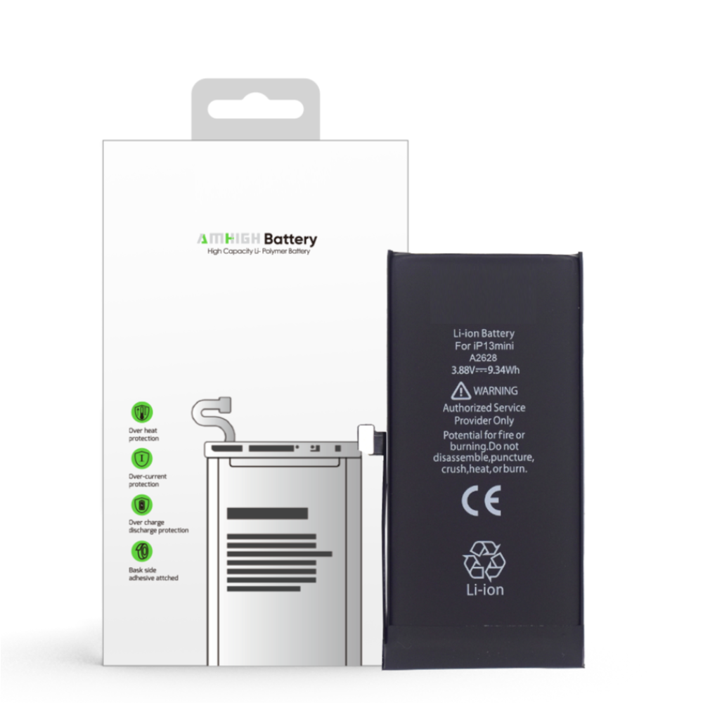 For iPhone 13 Mini Battery A2628, A2653 - 2406mAh (AMHigh Premium)
