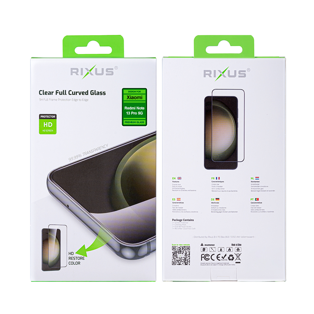 Rixus Clear HD Full Curved Edge Tempered Glass For Xiaomi Redmi Note 13 Pro 5G