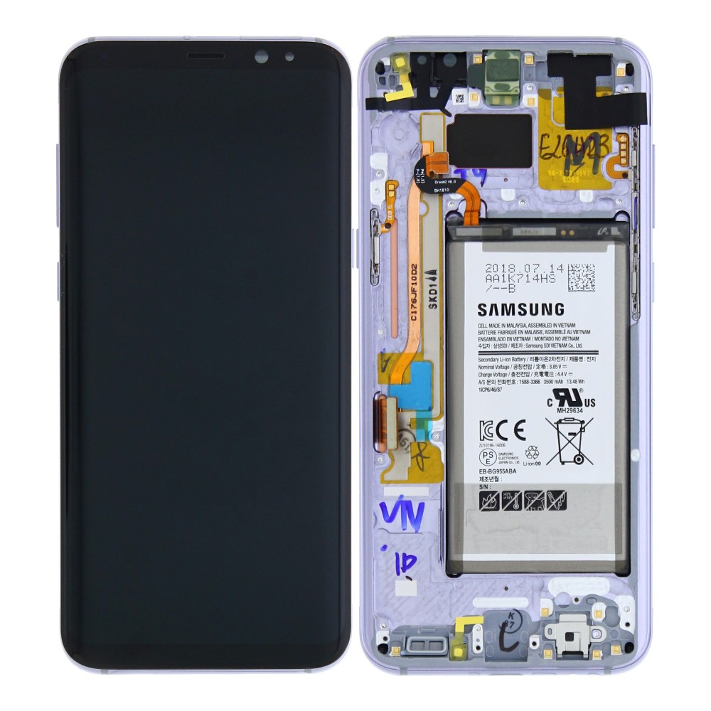 Samsung Galaxy S8 Plus (SM-G955F) Display Complete + Frame & Battery - Orchid Gray (VIOLET)