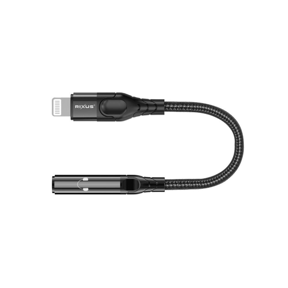 Rixus RXMU36L Lightning to 3.5mm Audio Adapter Female 10CM Black