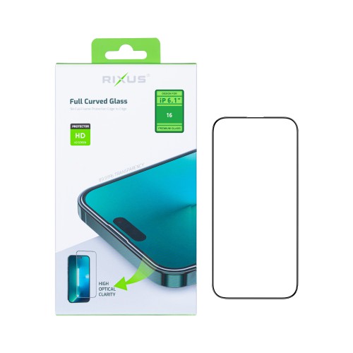 Rixus Clear HD Full Curved Edge Tempered Glass For iPhone 16